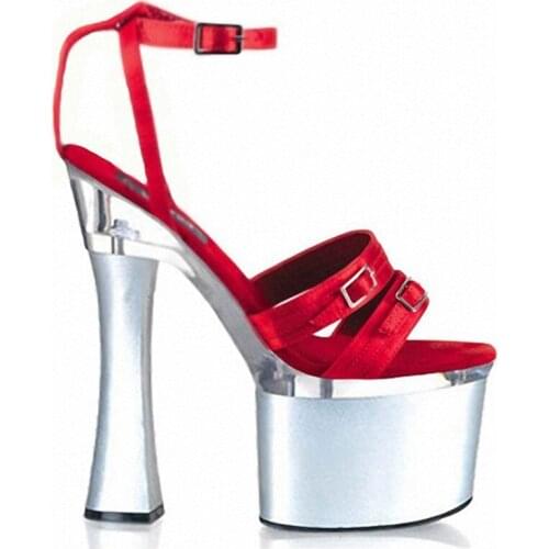 Professional custom bridal banquet comfortable thick heels 18cm, model 7 inches stage performance sexy, sandals