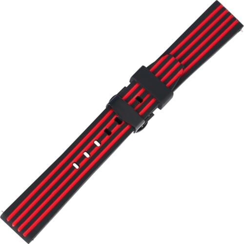 20MM 22MM 24MM Red Replacement Strap Silicone Watches Band Push-button Hidden Clasp Wristwatch Bracelet Black Friday Deals