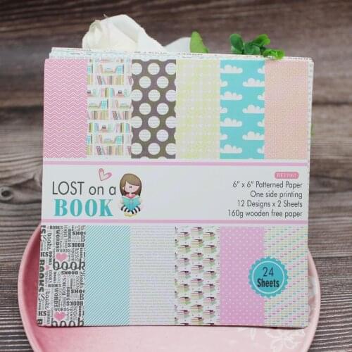 LOST on a Book pattern 24 sheets 6 "X6" paper cutter mold DIY scrapbook paper bag handmade paper crafts background cushion cloud