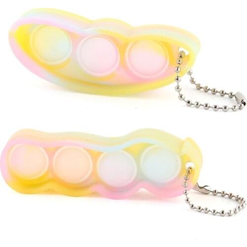 Pea Keychain Silicone Finger Sensory Toys for Kids Adult Gradient Handheld Mini Stress Relief Hand Toys for Anxiety Autism