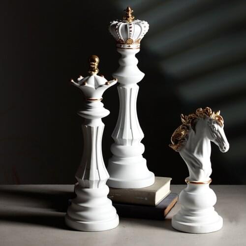 Resin Chess Statue for Home Decor Sculpture International Chess Ornaments Figurines for Interior Chessmen Decoration Accessories