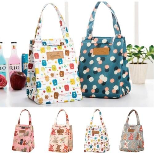 Fashion lovely cat cooler lunch bag women waterpr hand pack thermal breakfast box portable picnic travel