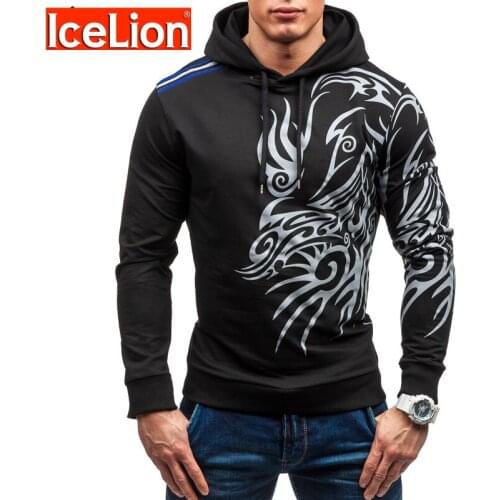 IceLion 2021 Printed Hoodies Men Long Sleeve Casual Hooded Men Spring Sweatshirt Long Sleeve For Slim Fit Tracksuit Men Clothing