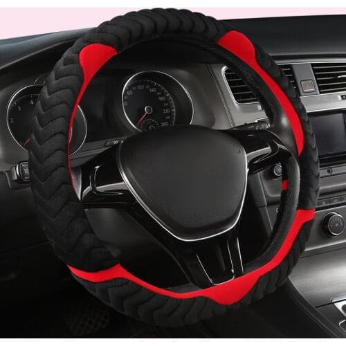 D Shape Leather Car Steering Wheel Cover Four Seasons Steering Wheel Hubs for VW GOLF 7 8 2015 POLO JATTA Interior Accessories