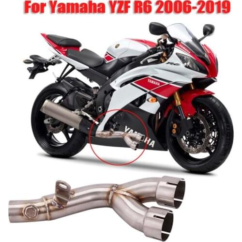 Motorcycle Exhaust Tip Pipe Connecting Link Tube Middle Mid Pipe Slip on Exhaust System for Yamaha YZF R6 YZF-R6 2006-2019