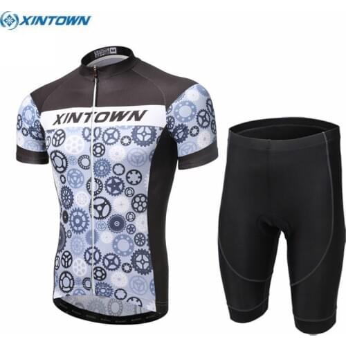 XINTOWN Team Men Comfortable Cycling Jersey Ropa Ciclismo Short Sleeve MTB Top Outdoor Sportswear Bike T-Shirt Bib Shorts