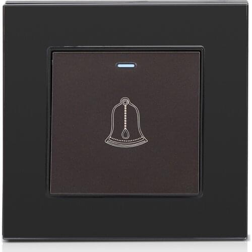 AC220~250V Tempered Glass Panel Doorbell Wall Door Bell Switch Push Button Hardware Home Hotel Devices High Quality