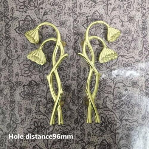 1Pc New Lotus Root Shaped Handle Solid Brass Cabinet Door Knobs Retro Furniture Diy Pulls Handles