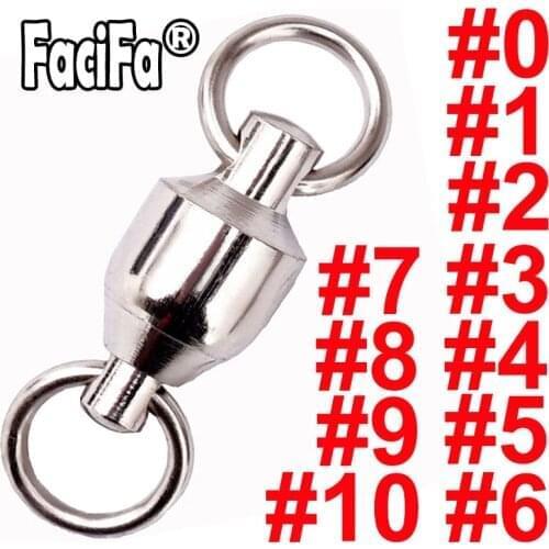 10pcs Heavy Duty Bearing Swivel Fishing Connector Accessories Ball Barrel Fishing Rolling Swivel Stainless Steel Solid Ring