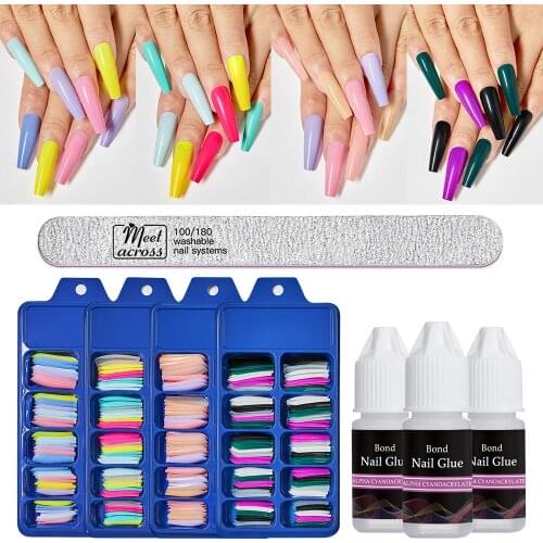 100pcs/Box Colorful False Nail Tips Half Cover False French Nail Art Artificial Acrylic Gel UV Manicure Design Set DIY Tool