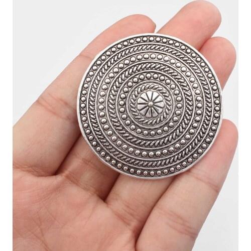 4pcs Antique Silver Color Metal Bohemia Vikings Norse Round Dot Flower Charms Pendant DIY Necklace Jewelry Making