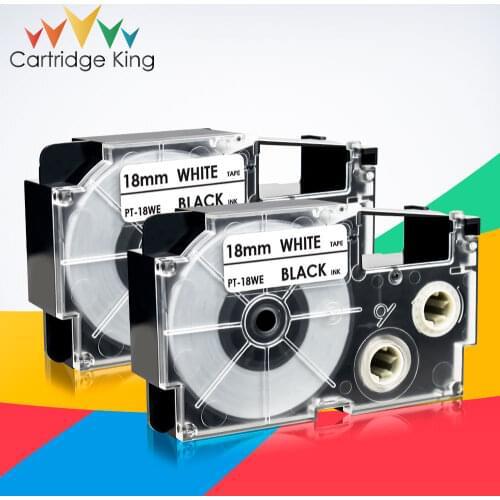 4PK XR-18WE Black on White Label Maker Compatible for Casio XR 18WE KL-8500 KL-880 A70 Label Printer 8m Length Label Ribbon Tape