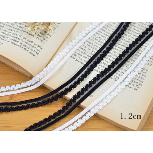5 Meters/lot 1.2cm Width White Black Thin Elastic Lace Trim Stretch Lace Trimming Underwear Edge Accessories DIY Craft