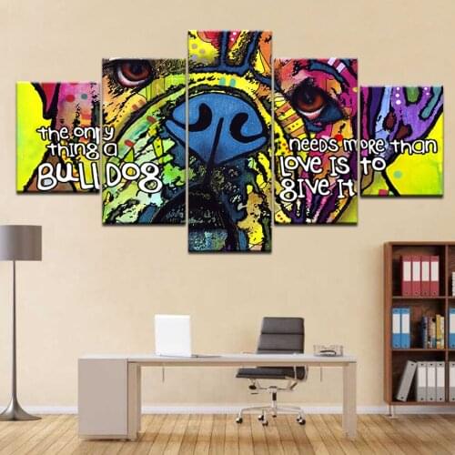 5 Piece Canvas Art Musicality Color Dog Abstract Painting Wall Art Canvas Posters And Prints Pictures For Living Room Dector