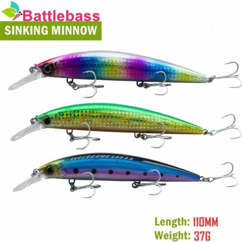 BATTLEBASS 3PCS/SET 2021 NEW Minnow sinking fishing lure Saltwater small hard bait 110mm 37g artificial swimbait Suit