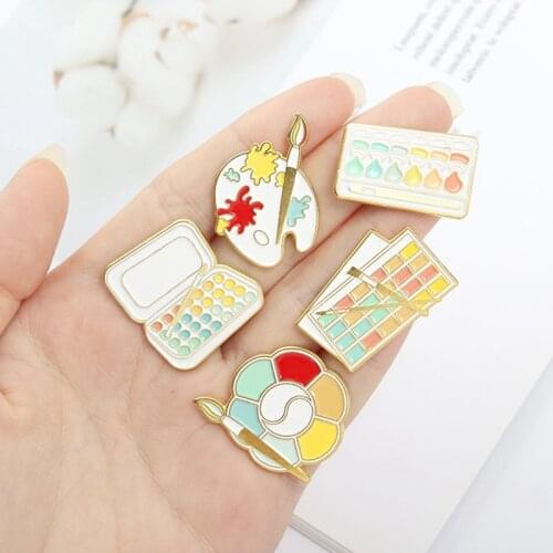 Color Palette Enamel Pins Custom Artistic Paint Tools Brooch Lapel Badge Bag Cartoon Jewelry Gift For Kids Friends Wholesale