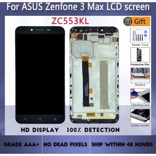For Asus Zenfone 3 Max ZC553KL LCD screen assembly with front case touch glass, X00DDB X00DDA LCD Display original Black White