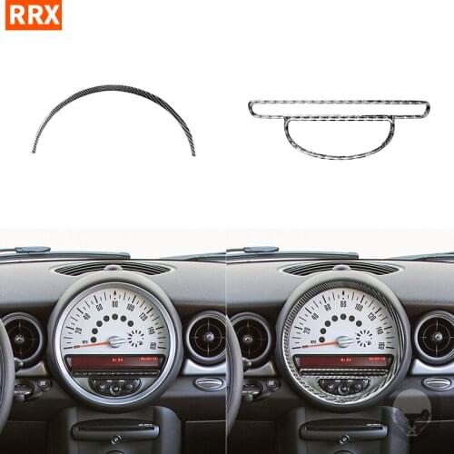 For Mini Cooper Hardtop R56 Clubman R55 Convertible R57 Carbon Fiber Stickers Speedometer Radio Button Frame Car Accessories