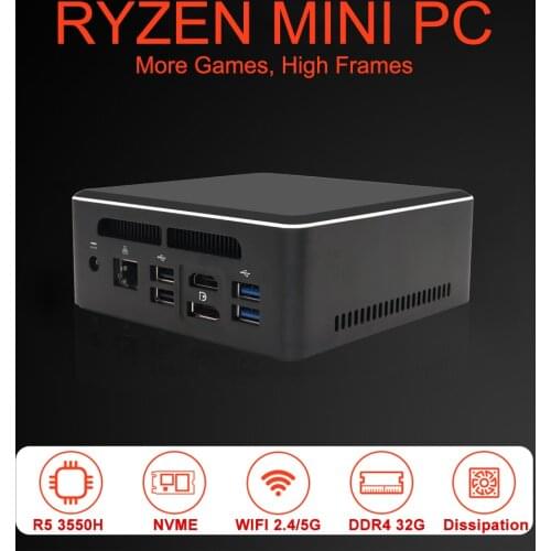 EGLOBAL A1 support TMP 2.0 Ryzen 5 3550H AMD processor mini fan pc with Radeon Vega 8 Graphics can install win 10