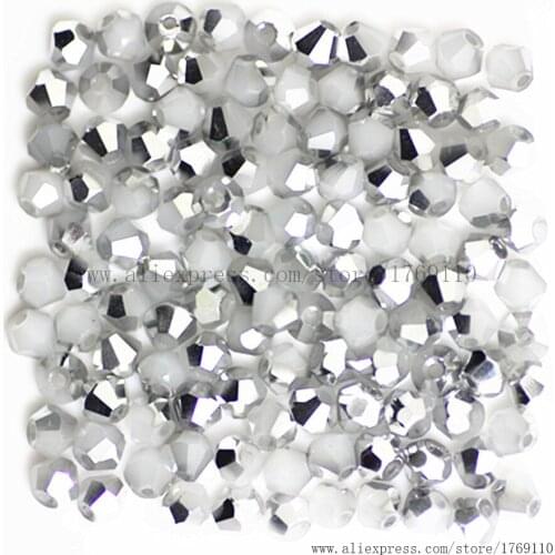 Isywaka Solid white silver Color 100pcs 4mm Crystal Beads Bicone Stone Jewelry Findings Tassel Lariat Earring Glass Quartz