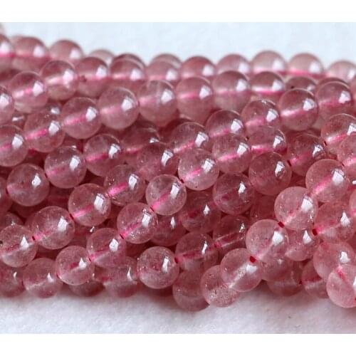 High Quality Natural Clear Pink Red rosite Strawberry Quartz Round Loose Beads 4-10mm 15" 05242