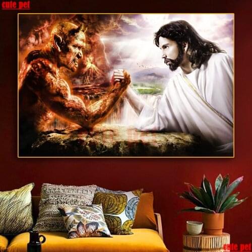 Cute pet mosaic God and the devil duel full Square round drill Diy diamond painting cross stitch Diamond Embroidery home decor