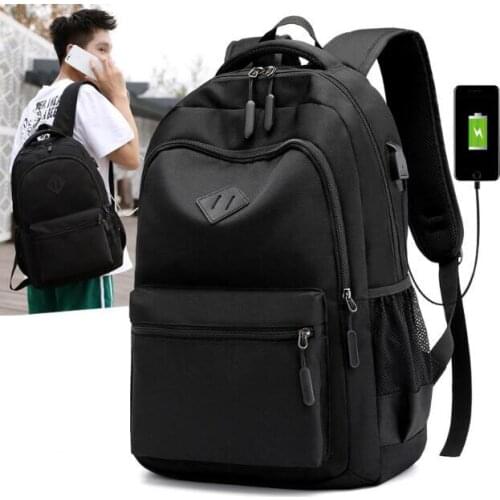 Men women Multifunction USB charge fashion pure color business casual travel backpack unisex waterproof Laptop student schoolbag