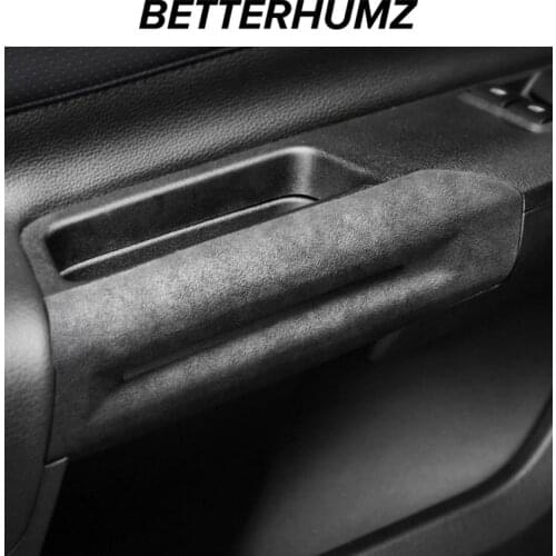 BETTERHUMZ Alcantara Wrap Interior Door Armrest Decorative Cover Frame Trim Sticker For Ford Mustang 2015-2020 Accessories