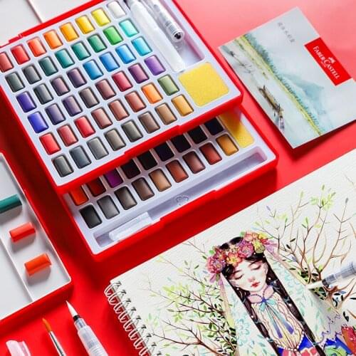 German Faber-Castell Solid Watercolor Paint Set 24/36/48 Color Watercolor Paint Dispensing Portable Painting Tools Gouache Paint