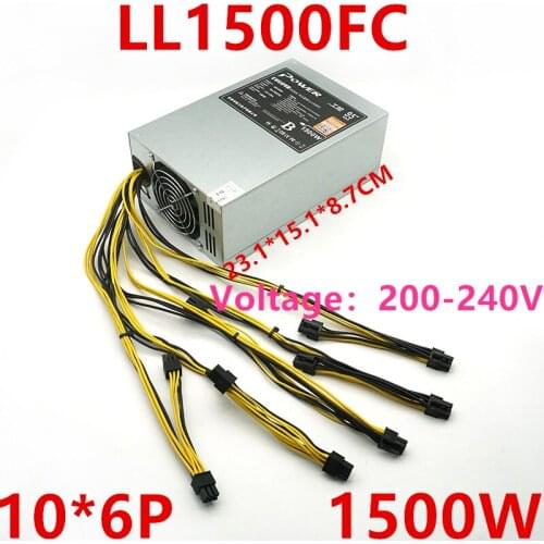 New PSU For Chain Force Cannon Single Channel 12V 10*6P 1500W Power Supply LL1500FC