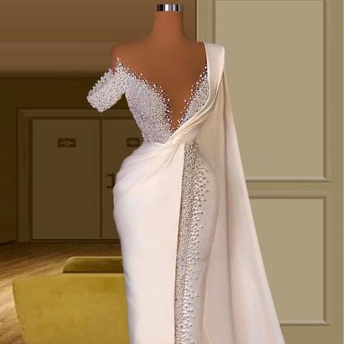 Single Short Sleeve Luxury Wedding Dress With Side Queen Cloak vestidos novias boda civil vestidos de novia 2020 alta calidad