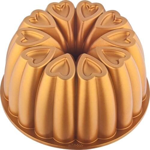 Amethyst Cake Mold 26 cm Cast Iron Gold Black Impact Resistant Body, titanium Coated Non-Stick Baking Pastry Tools Quality Mold