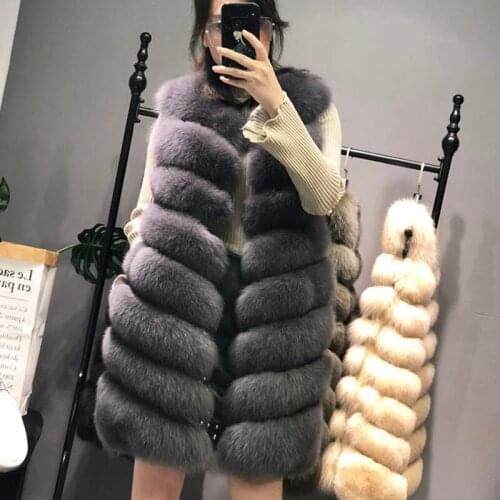 Autumn Winter New Real Fox Fur Long Vest Coat Women Clothes Korean Vintage Elegant Vests Coats Chalecos Para Mujer ZL509