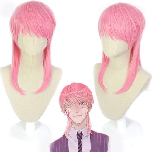 Tokyo Revengers Sanzu Haruchiyo Cosplay Wig Pink Wig Haruchiyo Akashi Heat Resistant Fiber Hair Free Wig Cap Women Man Hallowenn