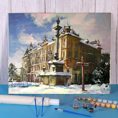 Landscape Lviv. The Old Town Coloring By Numbers Painting Kit Oil Paints 40*50 Paiting By Numbers Loft Picture Handiwork