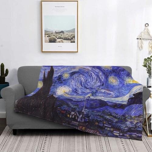 Van Gogh Starry Sky Night Blankets Flannel Winter Artist Multifunction Lightweight Throw Blanket for Sofa Car Bedding Throws