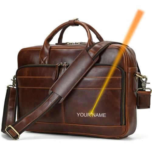 Newsbirds Men Briefcase Business Shoulder Bag Leather Messenger Bags Computer Laptop Handbag Bag Mens Travel Bags 15" Male Bag