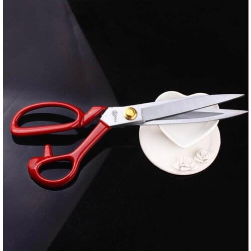 Durable Red Big Scissors Professional Stainless Steel Scissors Tailors Vintage Crafts Embroidered Fabric Cutter Sharp Scissors