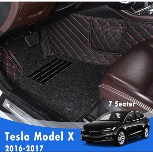 For Tesla Model X 2017 2016 (7 Seats) Luxury Double Layer Wire Loop Pedal Car Floor Mats Custom Automobile Covers