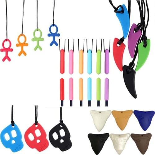 Sensory Chew Necklace,Pack Silicone Chew Pendant Training Toy Chew Necklace Autism Sensory Chewy Toys