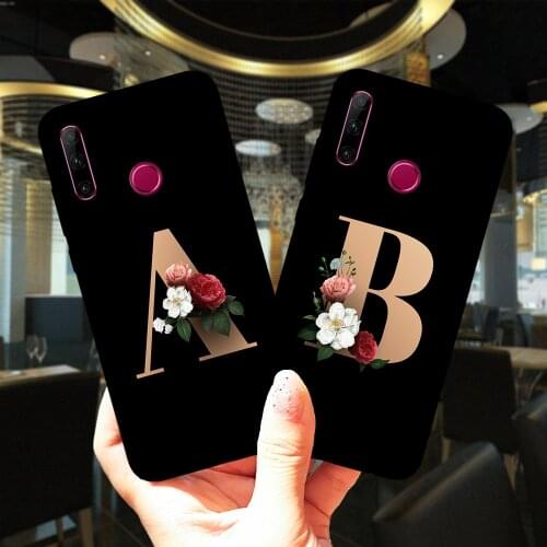 Silicone Case For Huawei Honor 10i 20 30 Lite Pro Flower Custom 26 English Initial Letters Cover For Huawei Honor 10 Lite 9X 8X