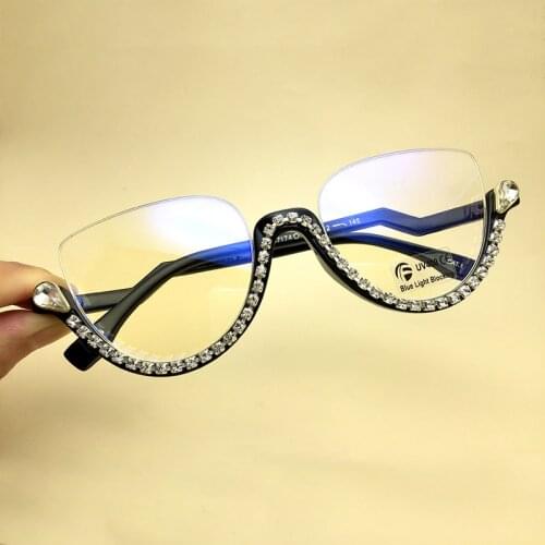 Cat Eye Diamond Sunglasses Fashion Women Shades 2020 Korea Brand Mirror Rhinestone Glasses UV400 Clear Sun Glasses Men