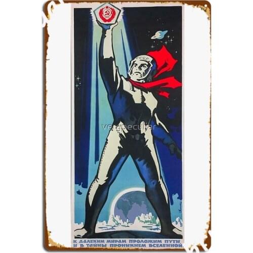 Soviet Space Propaganda Poster Metal Signs Wall Cave Mural Designing Plaques Tin sign Posters