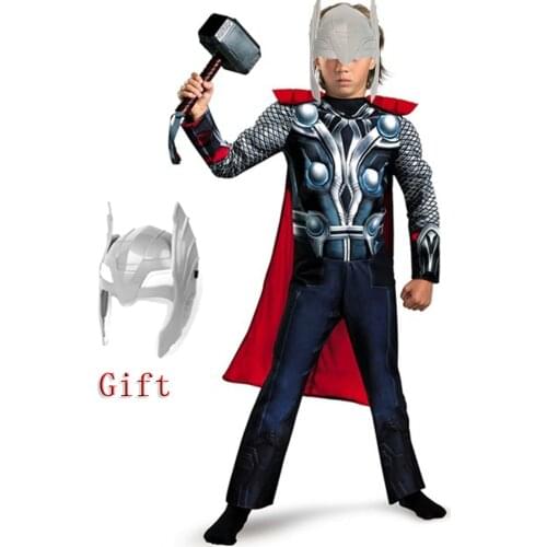 Halloween Adult Super Heroes Kids Thor Muscle With Cape Cosplay Costumes Clothes Mask Children Christmas Gift