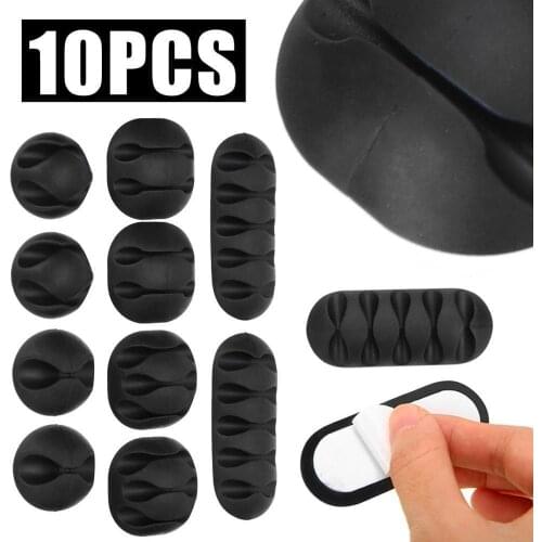 Universal 1Set USB Cable Organizer Wire Winder Desktop Management Headphone Earphone Holder Mouse Cord Silicone Clips For iPhone