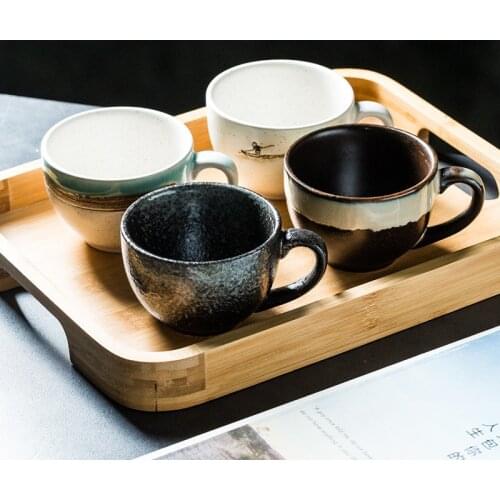 Japanese Ceramic Retro Tea Cup Creative Porcelain Minimalist Coffee Milk Breakfast Cup Afternoon Tea Cup with Handle Drinkware