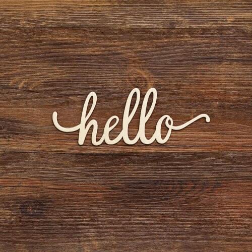 Hello Script Wood Sign Wall Art Laser Cut Wooden Hello Sign Wedding Cursive Hello Greeting Signs Party Decoration