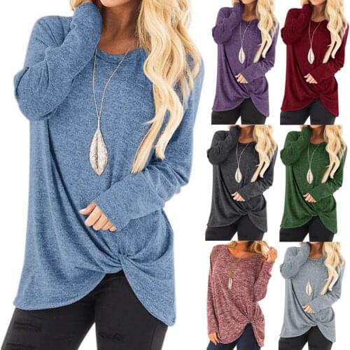 Women Basic Tees Fashion Loose Long Sleeve O-Neck Casual Solid T-Shirt Multiple Colorful Casual Comfortable Tops Camiseta