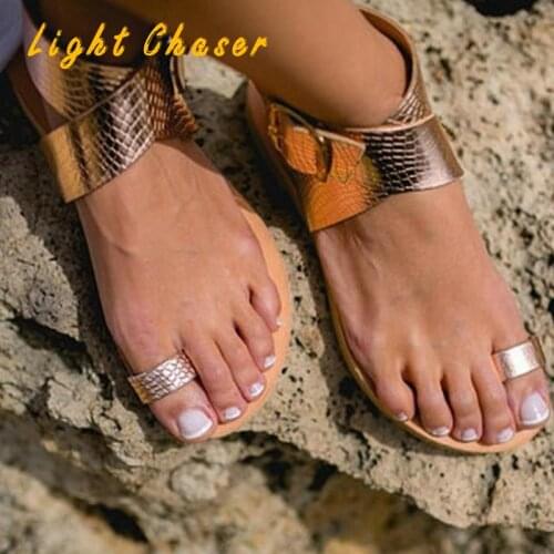 2021 Women Sandals Gladiator Sole Durable Platform Leopard Flat Heels Buckle Casual Fashion Beach Ladies Shoes Sandalias Mujer