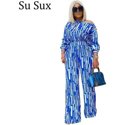 Plus Size Suit Two Piece Set Women Casual Tracksuit Loose Slash Neck Long Sleeve Top and Long Pants Straped Suit 2021 Spring